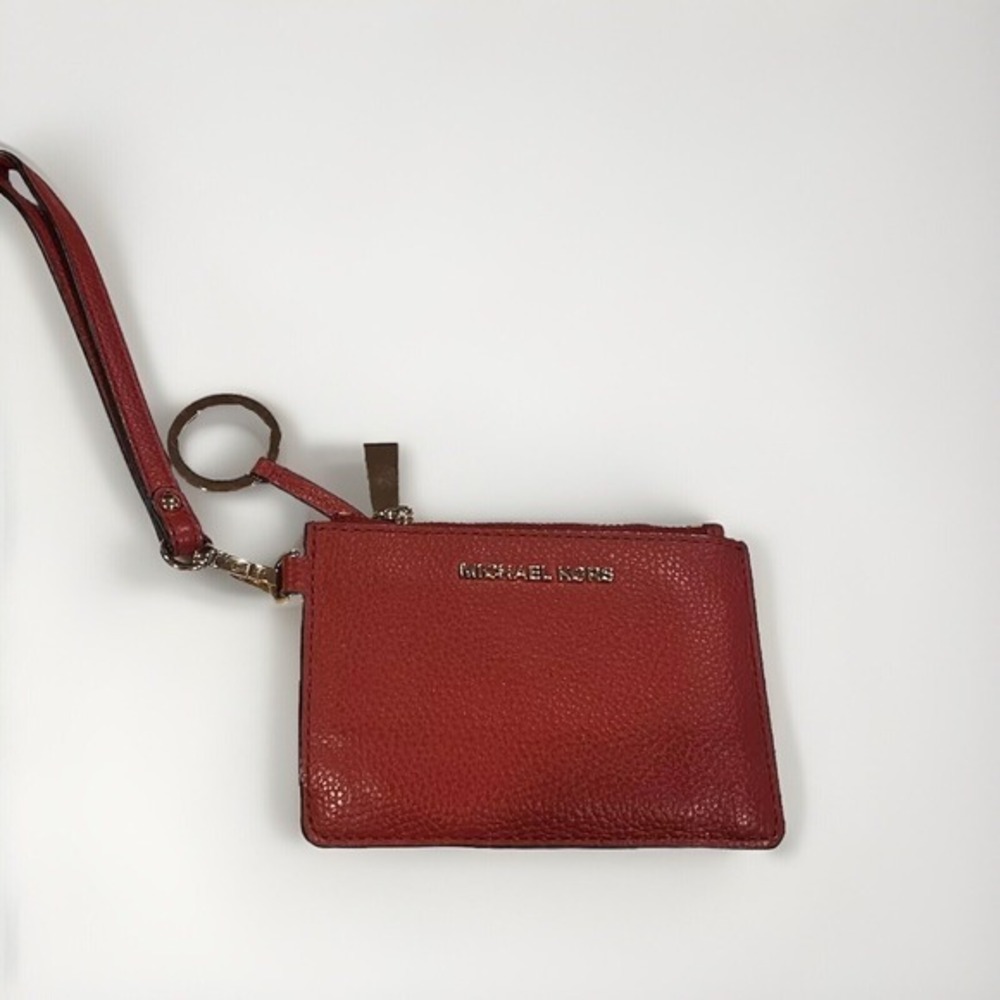 Michael Kors Jet Set Travel Small Top Zip‎ Leather Coin Pouch Wallet  Pink/Coral